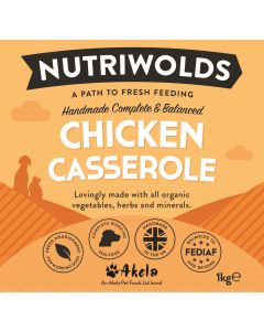 NutriWolds Raw Chicken Casserole Complete and Balanced - Working Dog 1 kg Chunky