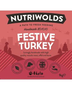 NutriWolds Raw Festive Turkey - Working Dog 1 kg Chunky