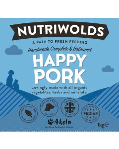 NutriWolds Raw Happy Pork Complete and Balanced - Working Dog 1 kg Chunky