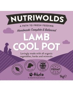 NutriWolds Raw Lamb Cool Pot Complete and Balanced - Working Dog 1 kg Chunky