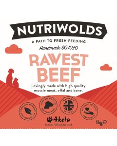 NutriWolds Raw Rawest Beef - Working Dog 1 kg Chunky