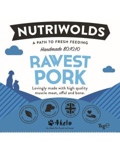 NutriWolds Raw Rawest Pork - Working Dog 1 kg Chunky