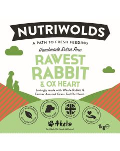 NutriWolds Raw Rawest Rabbit and Ox Heart - Working Dog 1 kg Extra Fine