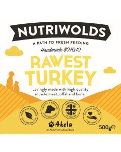 NutriWolds Raw Rawest Turkey - Working Dog 500g Chunky