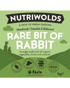 NutriWolds Raw Rare Bit Of Rabbit Complete and Balanced - Working Dog 1 kg Extra Fine