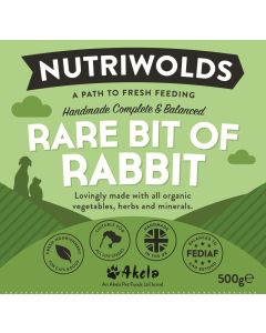 NutriWolds Raw Rare Bit of Rabbit Complete and Balanced - FEDIAF - 500g Extra Fine