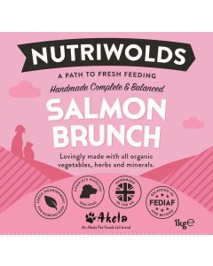 NutriWolds Raw Salmon Brunch Complete and Balanced - Working Dog 1 kg Chunky