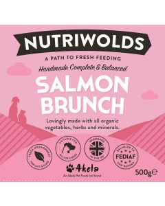 NutriWolds Raw Salmon Brunch Complete and Balanced - FEDIAF - 500g Chunky