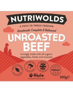 NutriWolds Raw Unroasted Beef Complete and Balanced - FEDIAF - 500g Chunky