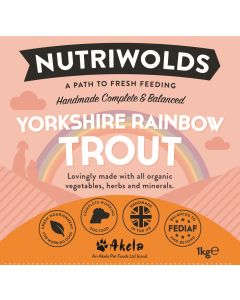 NutriWolds Raw Yorkshire Rainbow Trout Complete and Balanced-  Working Dog 1kg Chunky