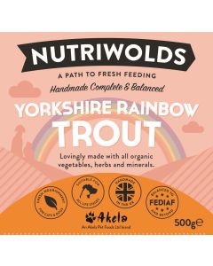 NutriWolds Raw Yorkshire Rainbow Trout Complete and Balanced - FEDIAF 500g Chunky