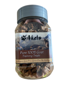 Akela 100% Pure Goat Chopped Snax Natural Dog Treats Tub 175g