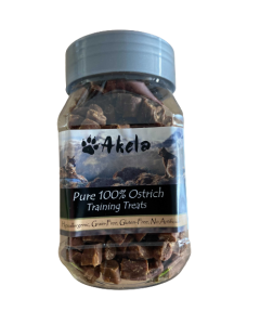 Akela 100% Pure Ostrich Chopped Snax Natural Dog Treats Tub 175g