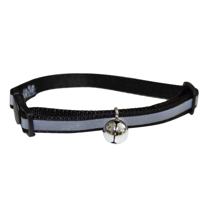 High Visibility Black Cat Collar With Safety Buckle SALE
