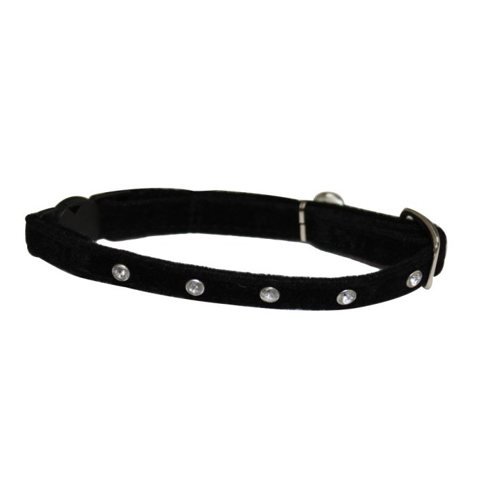 Velvet Black Cat Collar With Safety Buckle