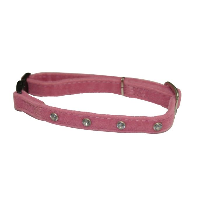 Pink Velvet Cat Collar With Safety Buckle